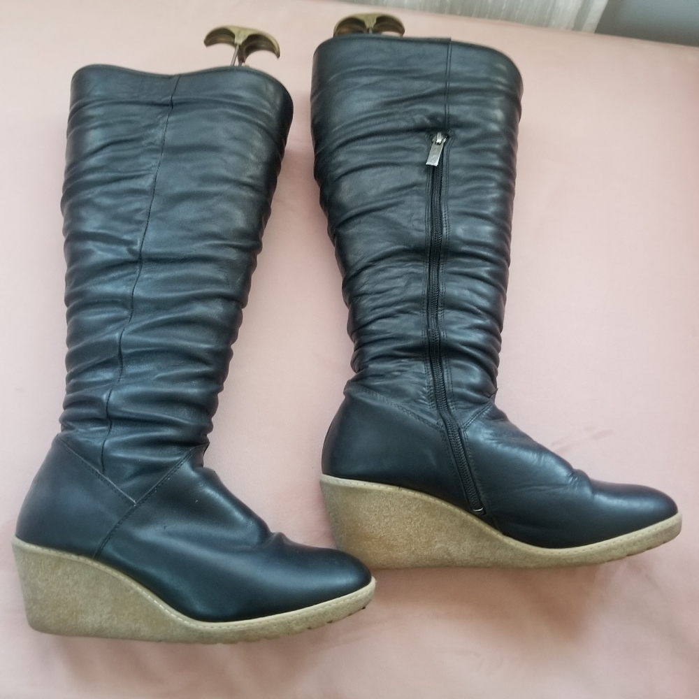 Ted & Muffy / Duo Boots -Medina Knee High, size 40 - calf width 43cm/17"- Black